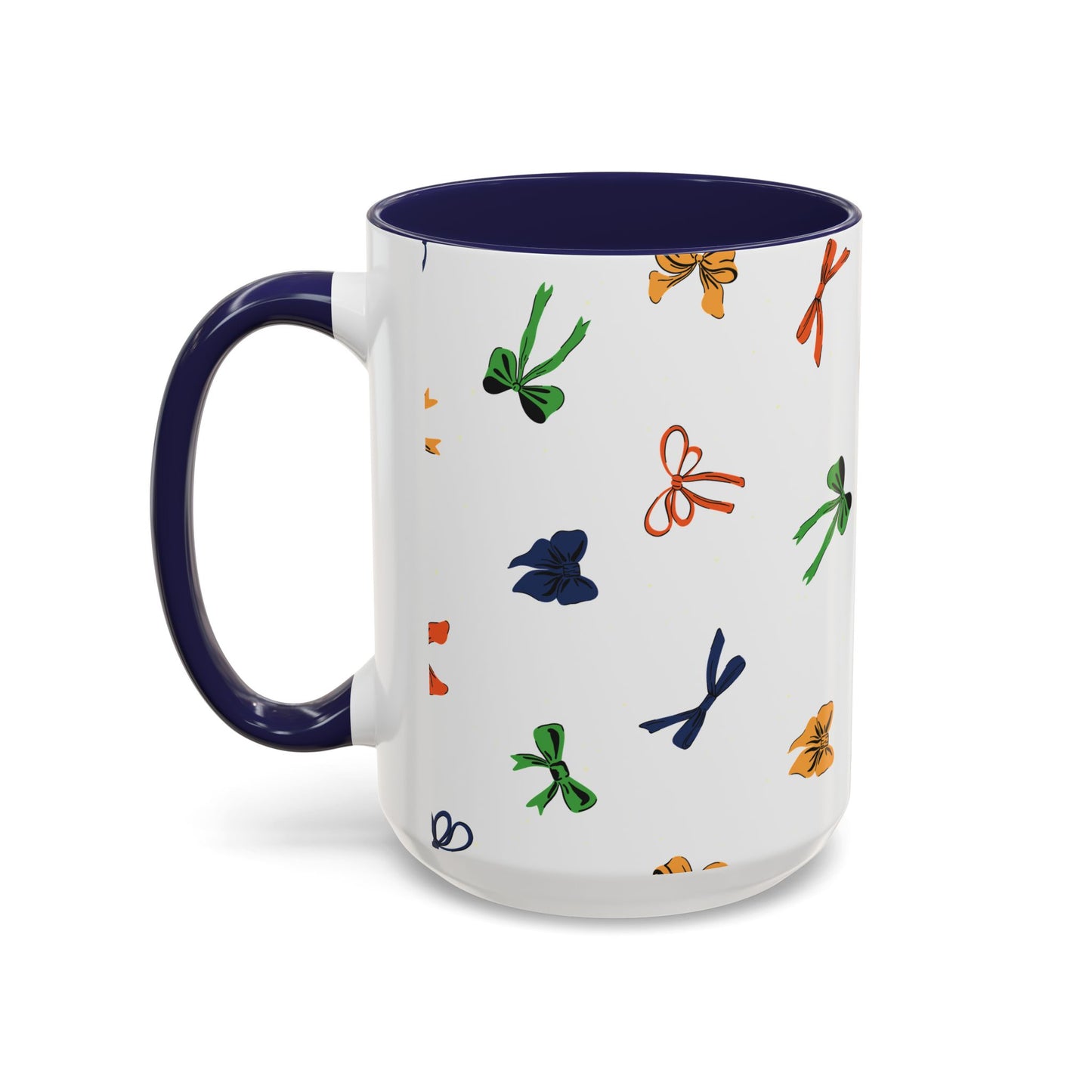 Coquette Ribbon Bows #4 | 15 oz. Mug, Navy Blue Interior