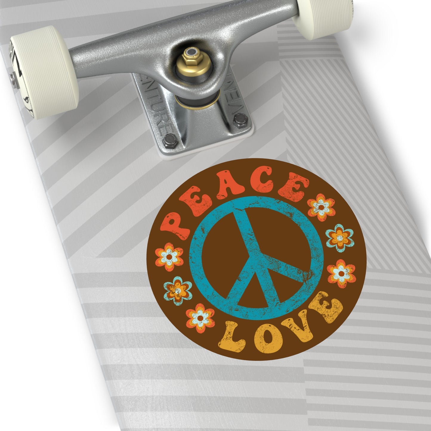 Peace & Love Round Vinyl Sticker