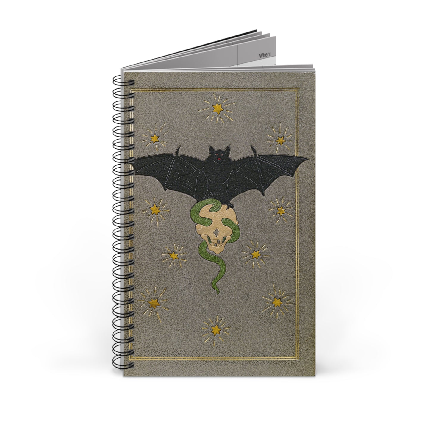 Spiral Notebook - Bat & Skull | Blank, Dot Grid, Lined, Task