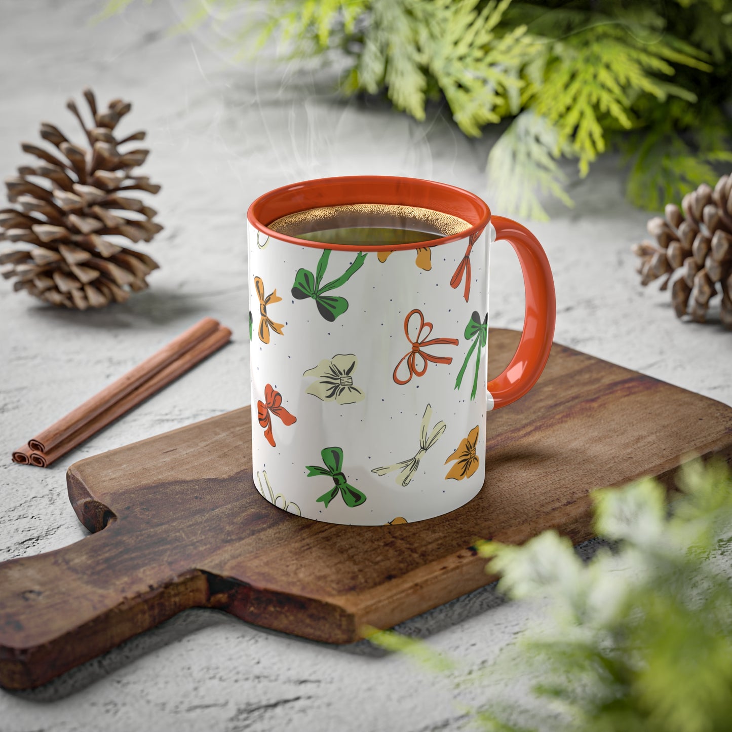 Coquette Bows #1 - 11 oz Mug, Green or Orange Interior