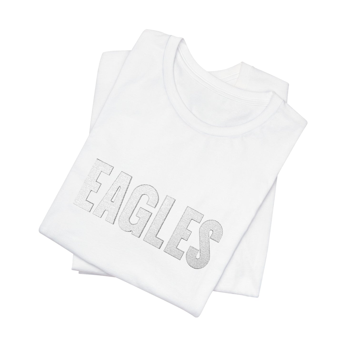 Eagles White Tone-on-Tone Embroidered Tee