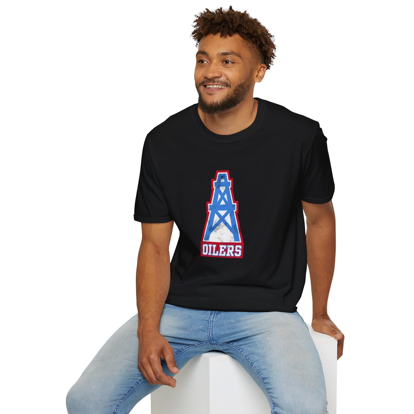 Houston Oilers Distressed Oil Derrick Unisex T-Shirt | Up to 5X