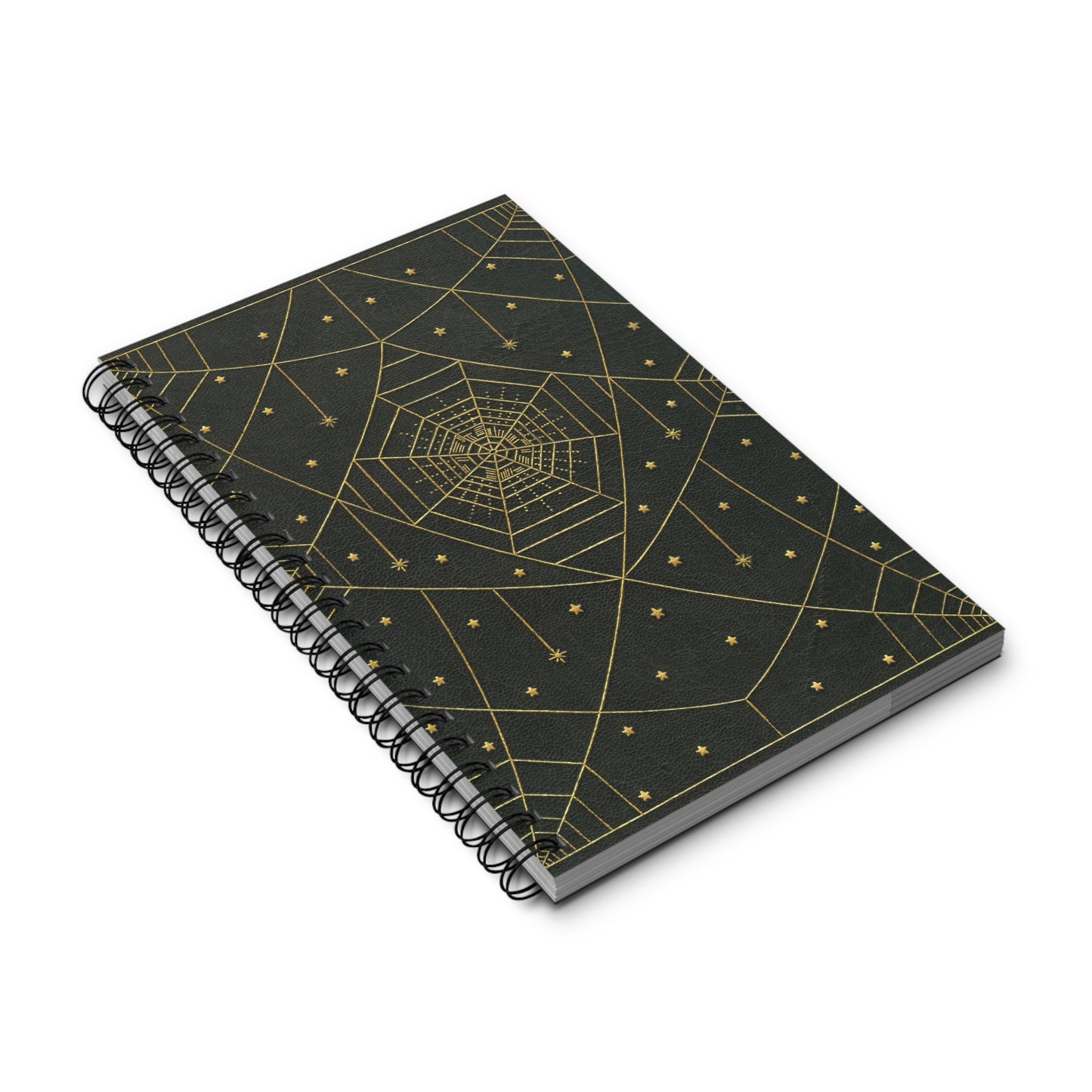 Spiral Notebook - Gold Spiderwebs | Blank, Dot Grid, Lined, Task