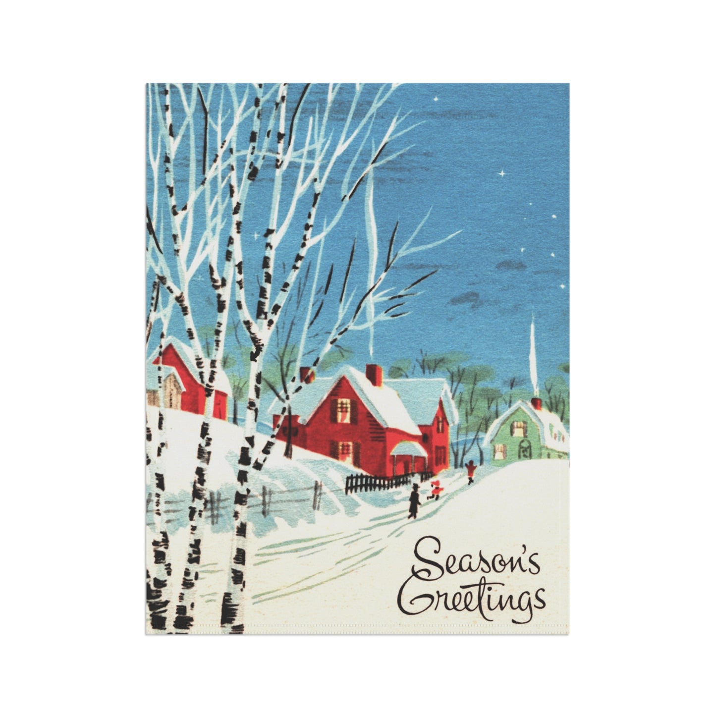 Vintage Winter “Season’s Greetings” Christmas Garden Flag or House Banner