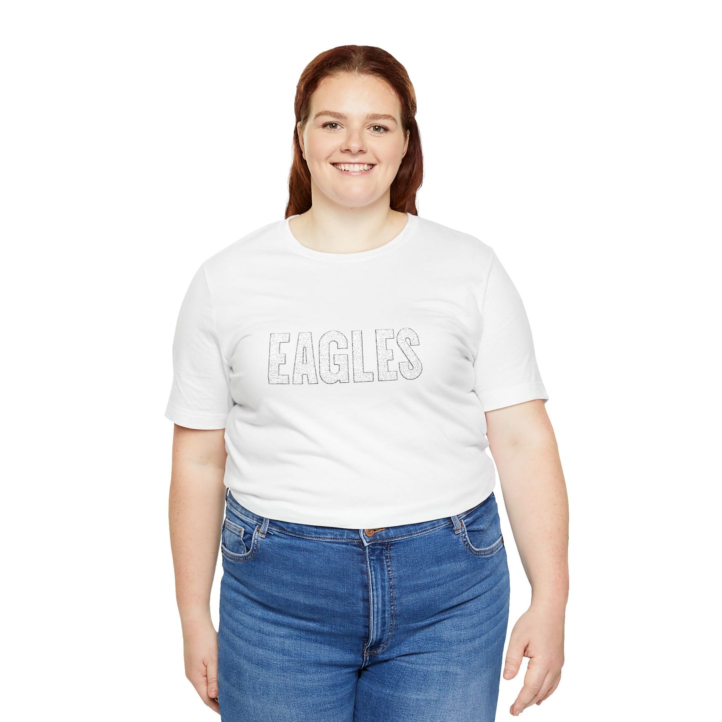 Eagles White Tone-on-Tone Embroidered Tee