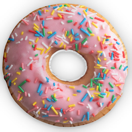 Donut Shaped Pillow, Pink Frosted with Sprinkles