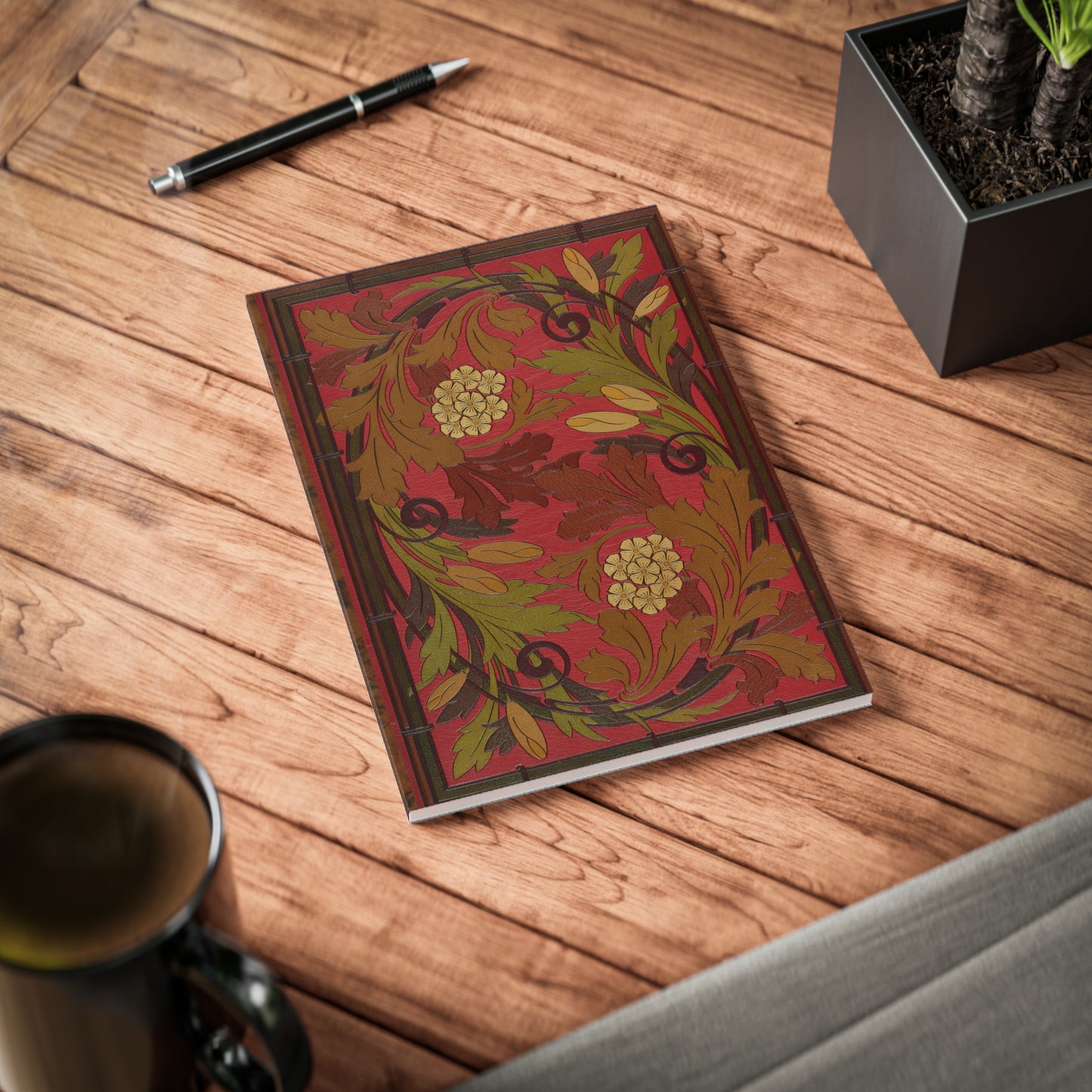 Red Floral Softcover Notebook