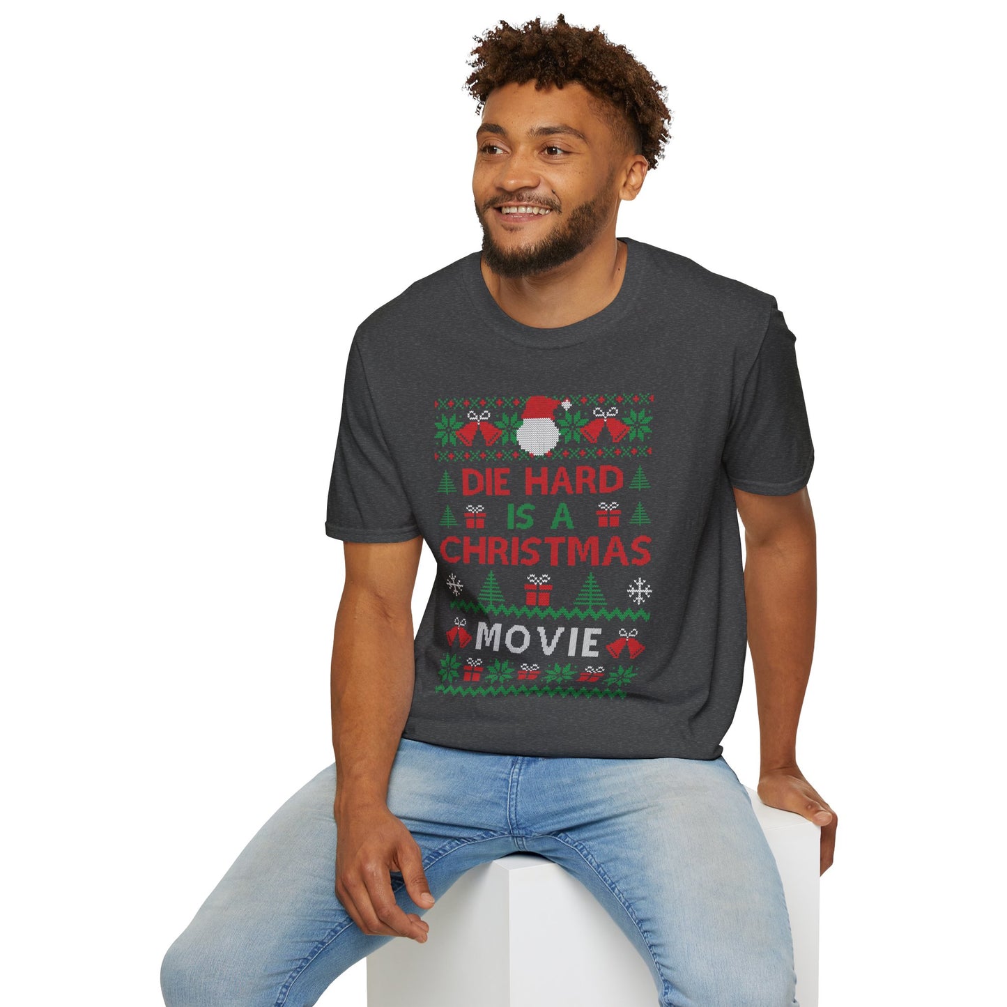 ‘Die Hard Is A Christmas Movie’ Funny Holiday Ugly Sweater Tee