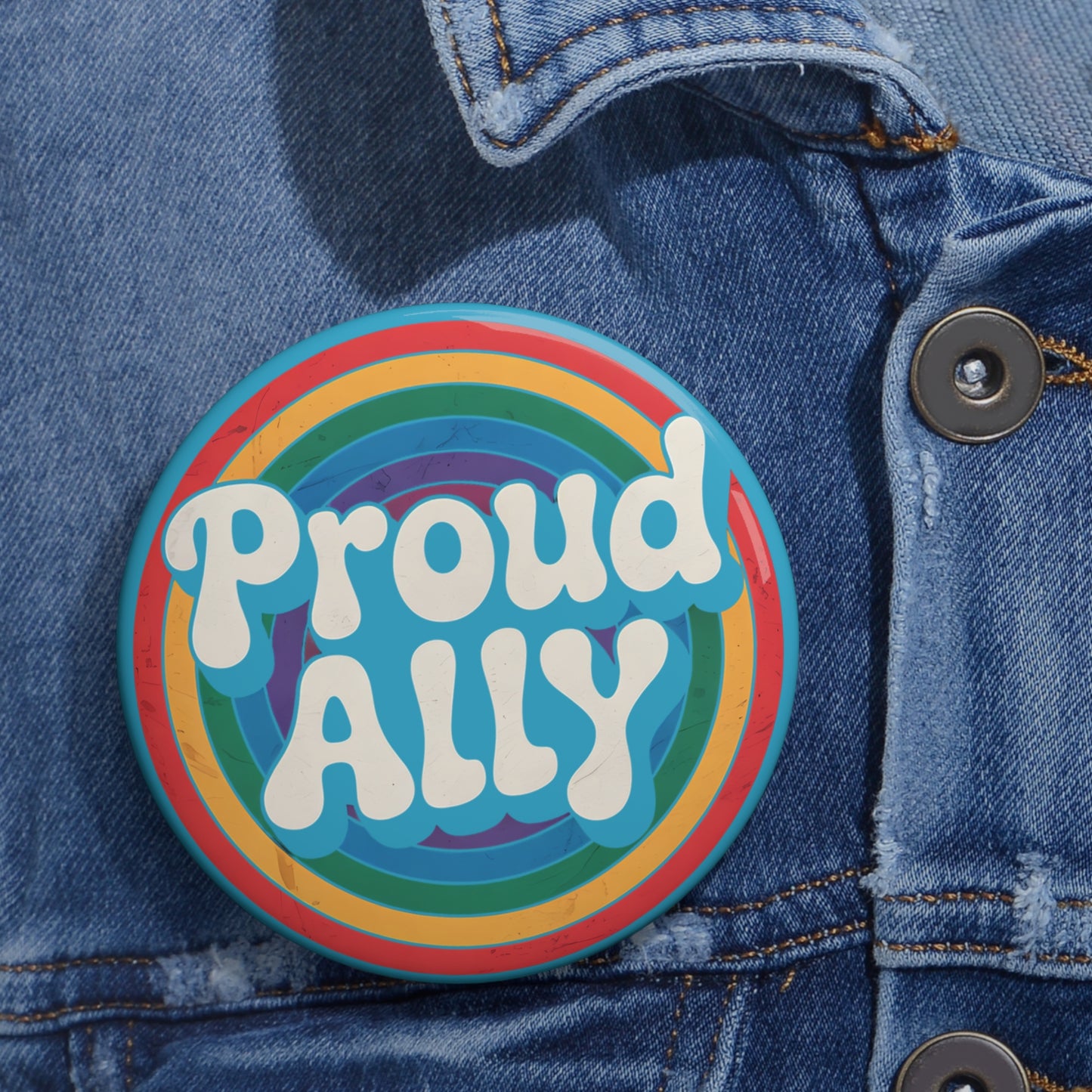 PROUD ALLY Statement Pin in Blue