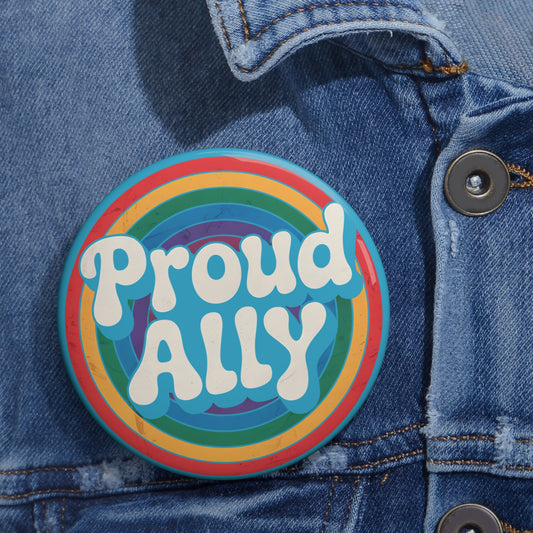 PROUD ALLY Statement Pin in Blue