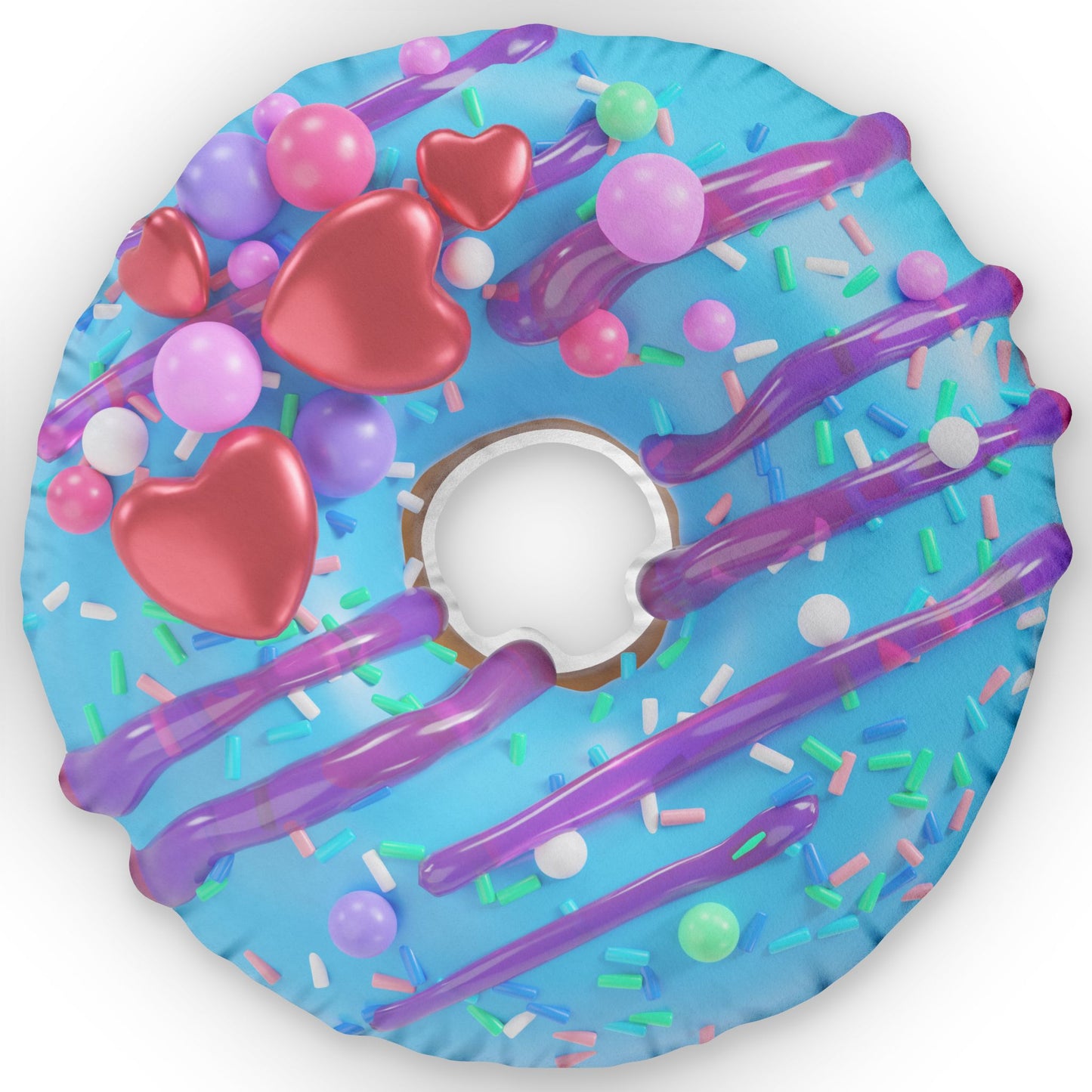 Donut Shaped Pillow, Blue Candy Frosted