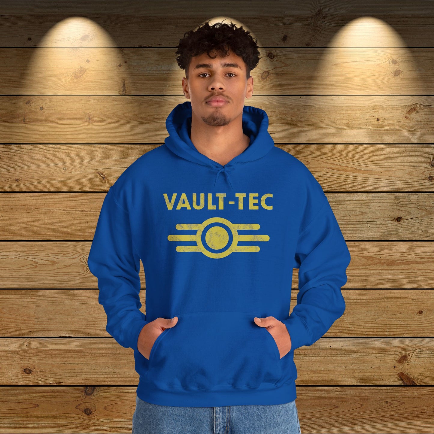 Fallout Distressed Vault-Tec Royal Blue Unisex Hoodie | up to Plus Size 5X