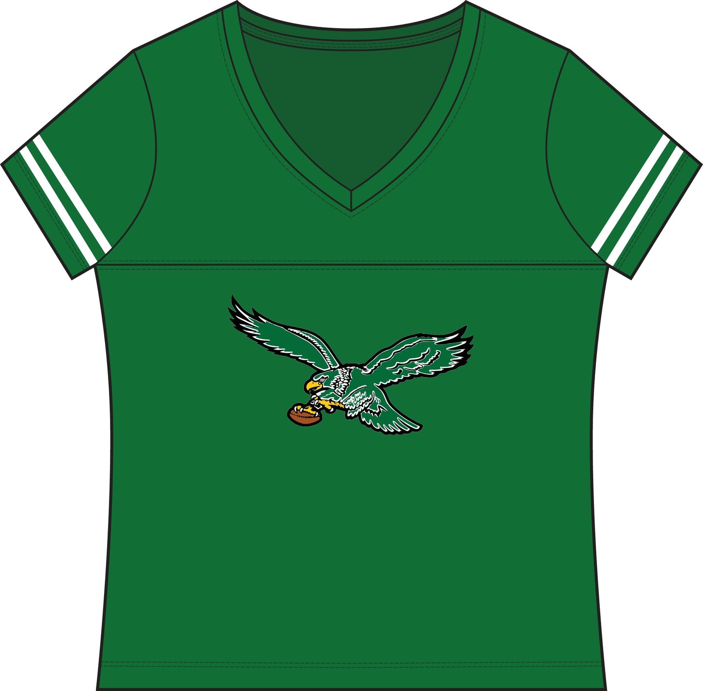 Eagles Women's Football V‑Neck Tee — Green Game Day Jersey