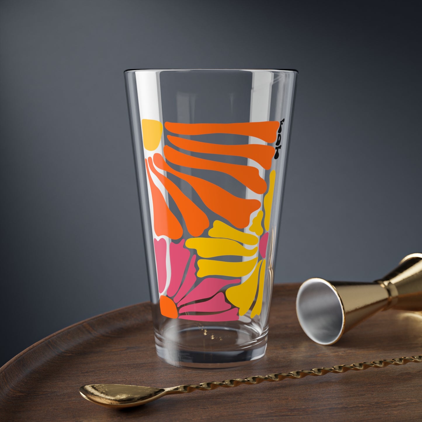 ‘FDT’ Colorful Floral Pint Glass