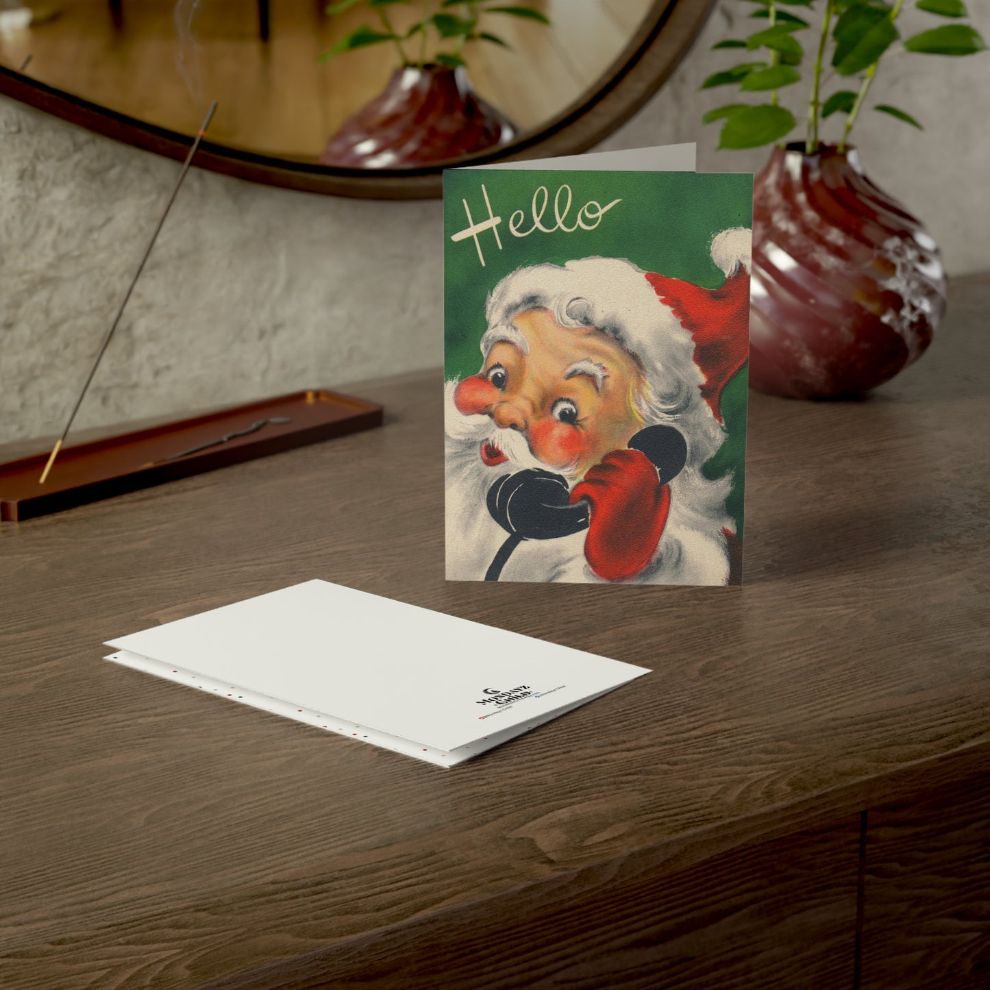 Retro Santa “Greetings!” Christmas Card