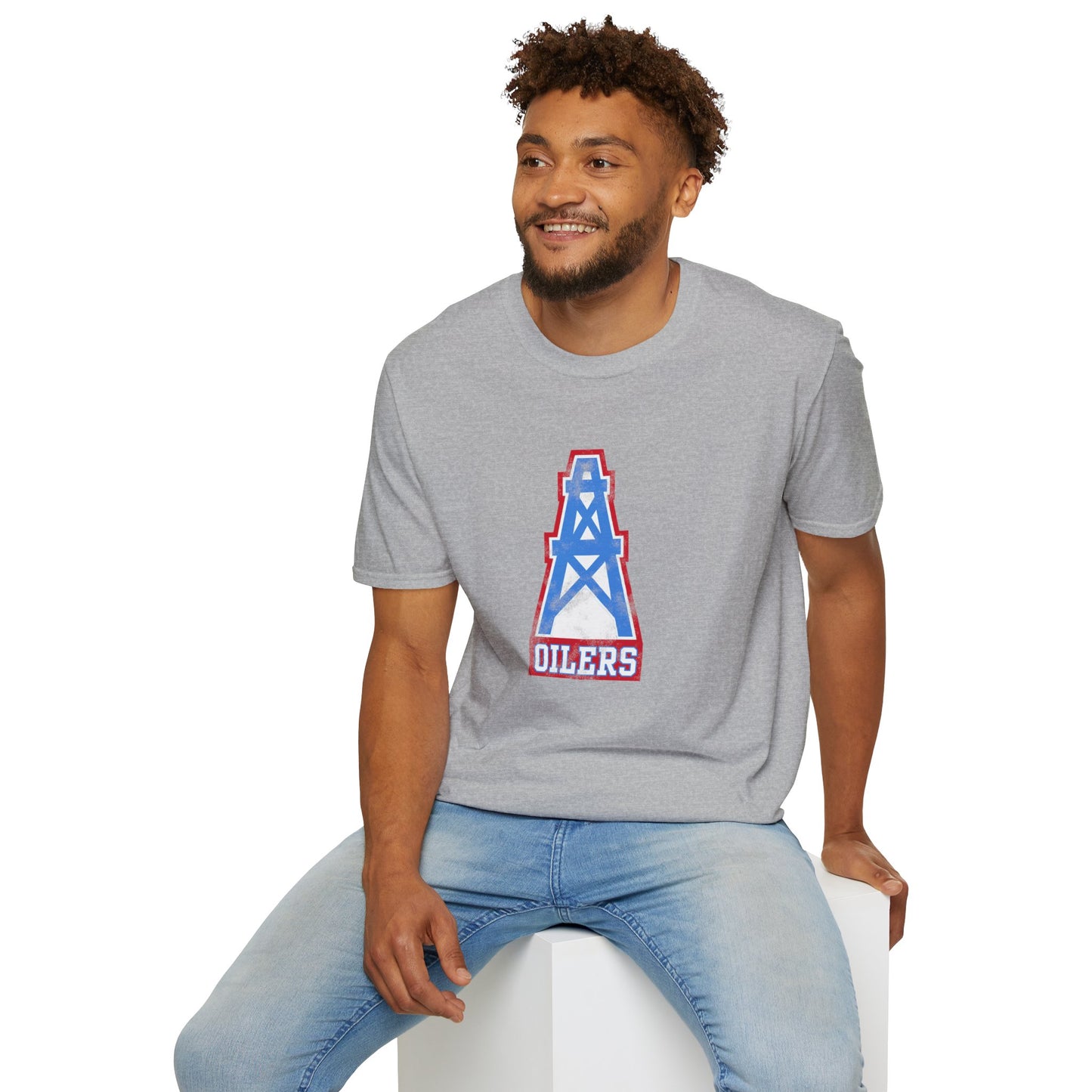 Houston Oilers Distressed Oil Derrick Unisex T-Shirt | Up to 5X