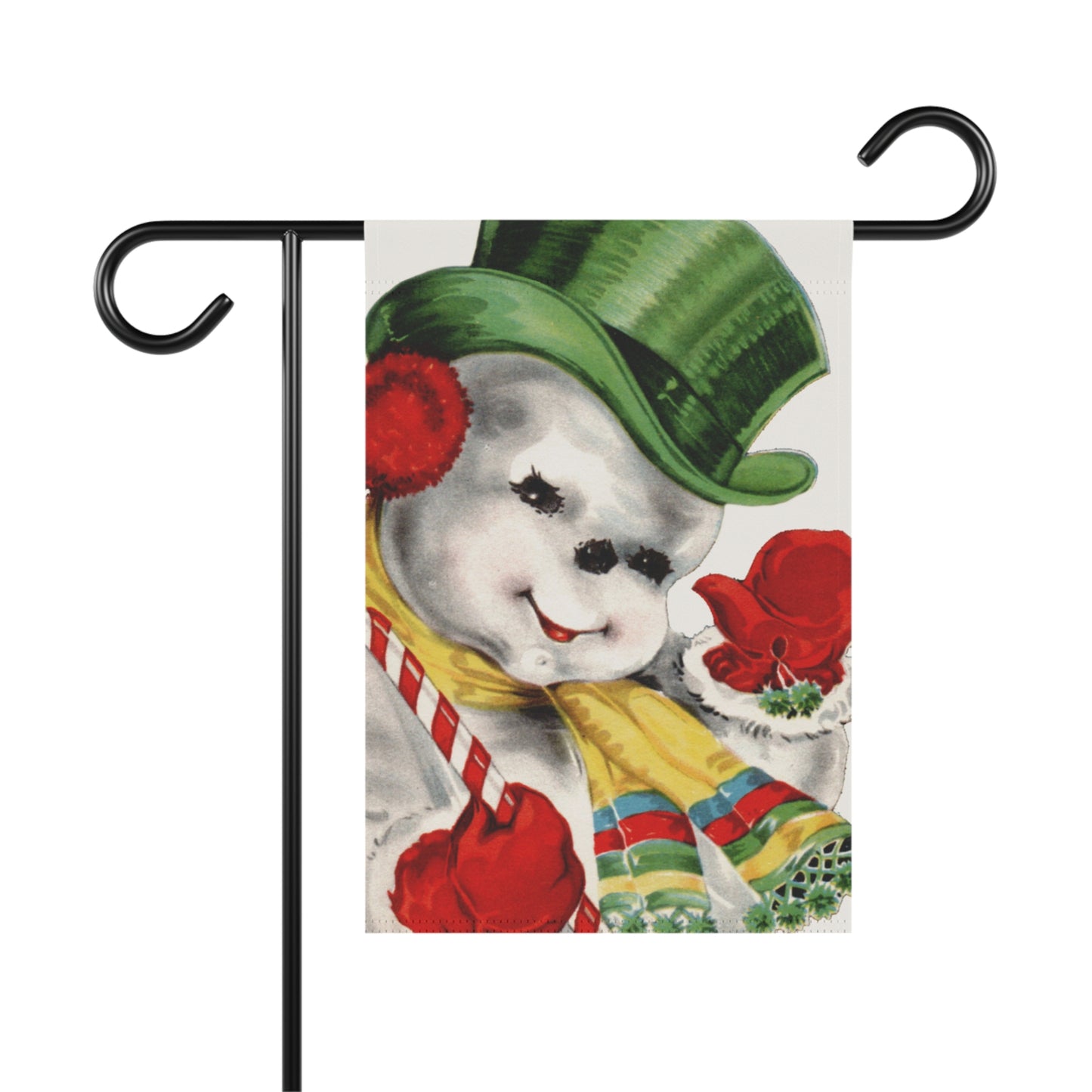 Retro Snowman with Top Hat Christmas Garden Flag or House Banner