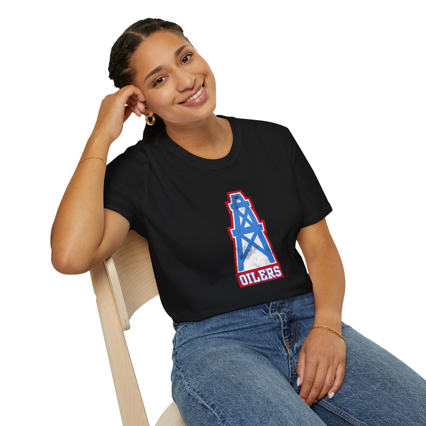 Houston Oilers Distressed Oil Derrick Unisex T-Shirt | Up to 5X