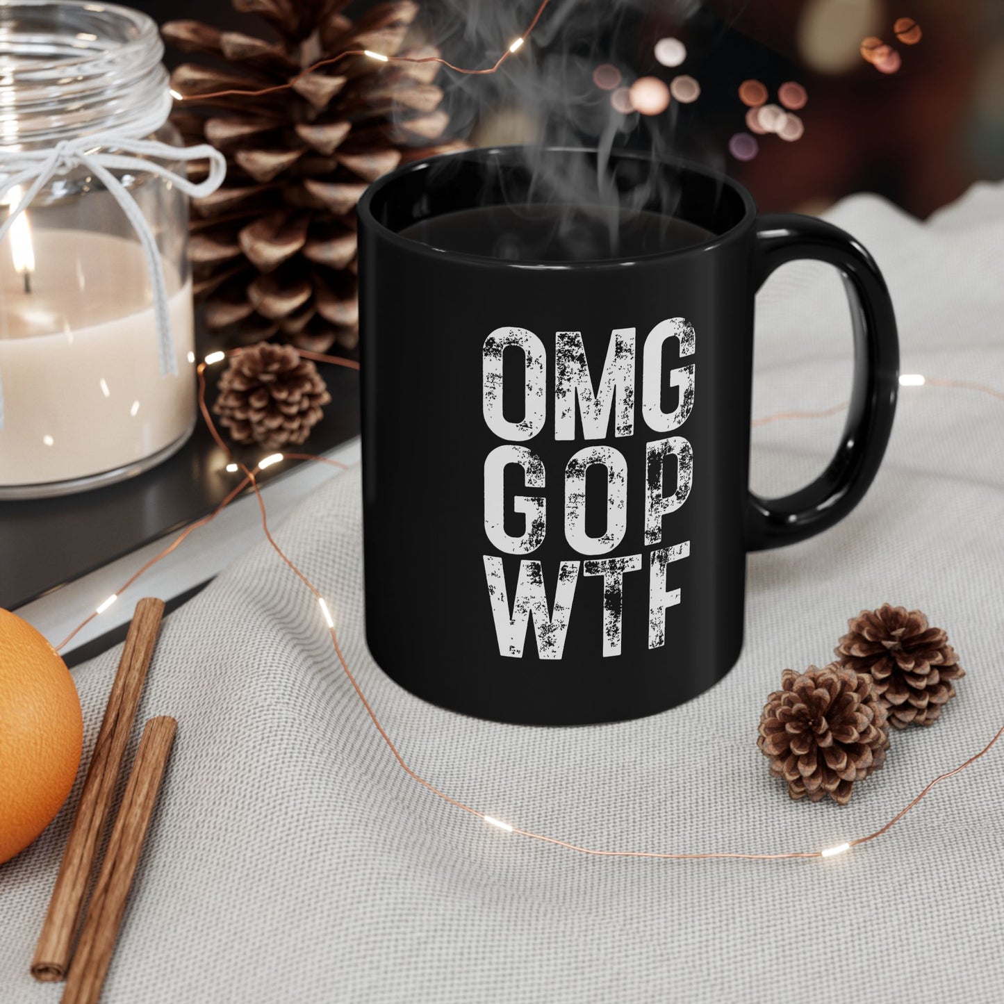 ‘OMG GOP WTF’ Black Ceramic Mug, 11oz/15oz