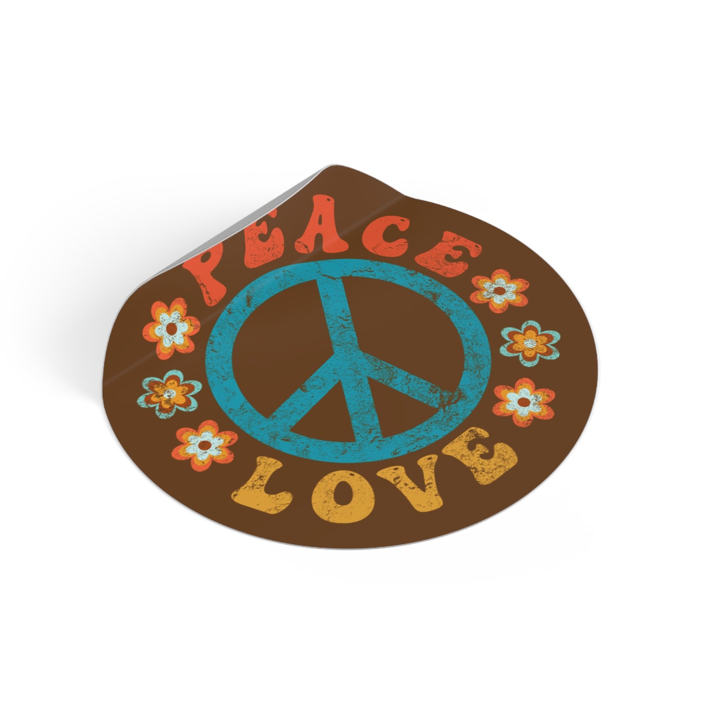 Peace & Love Round Vinyl Sticker