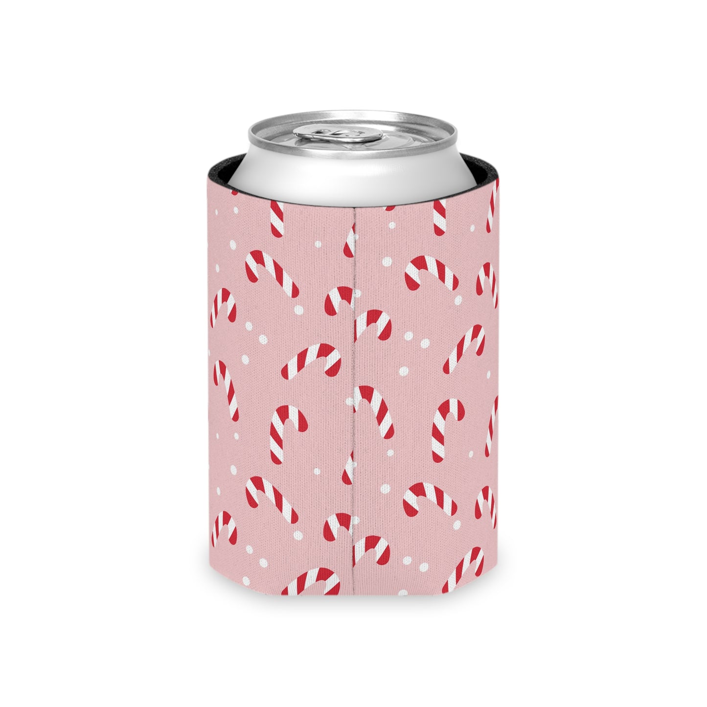 Can Cooler, Standard or Slim Size - Peppermint Pink Candy Canes