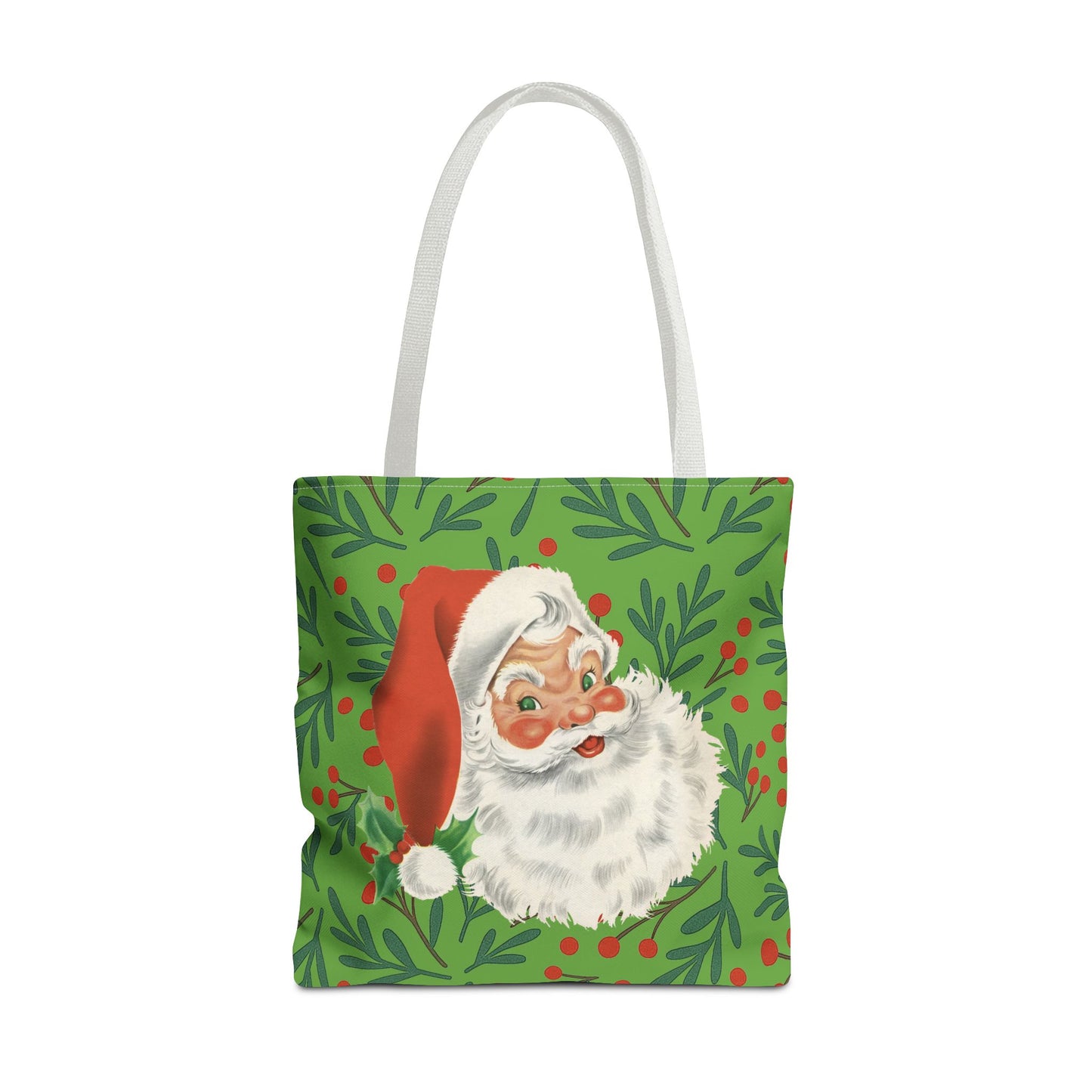 Vintage Santa Holiday Tote Bag – Christmas Holly Gift Shopper