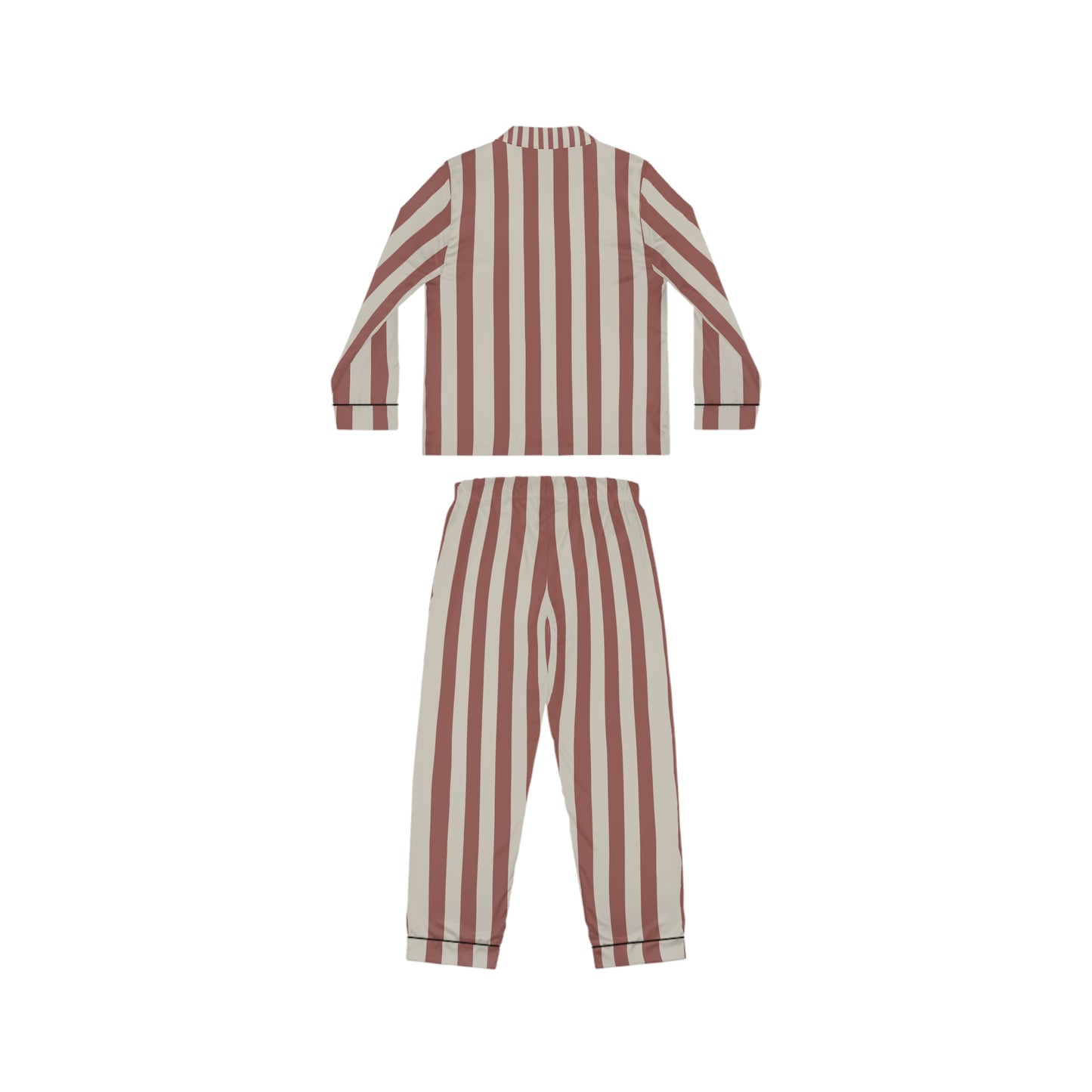 Luxury Satin Striped Pajamas - Caramel Latte | Black Trim, up to 3X