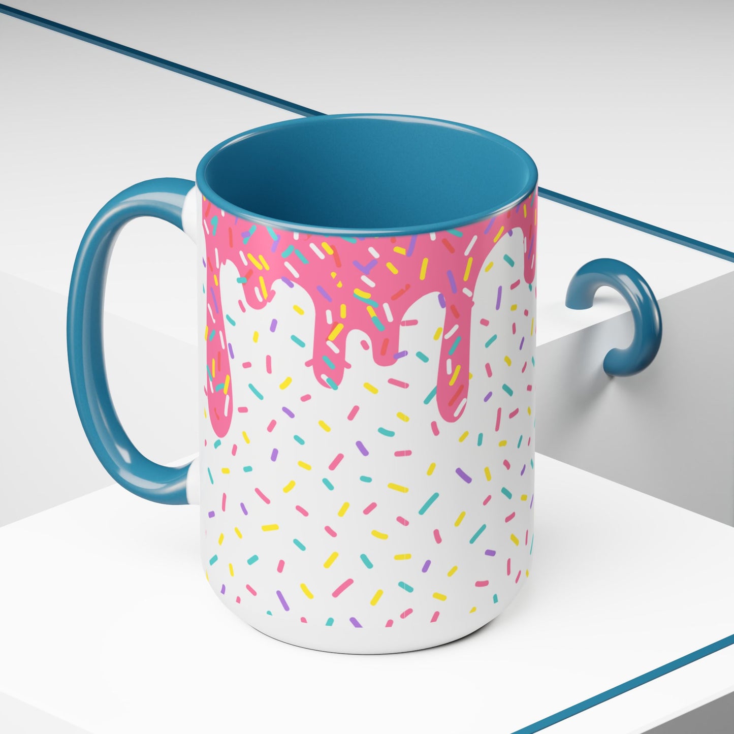 Rainbow Sprinkles Two-Tone Mug | Pink, Light Blue