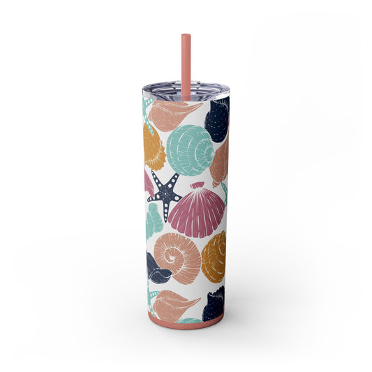 Coastal Seashell Skinny Tumbler with Straw, 20oz