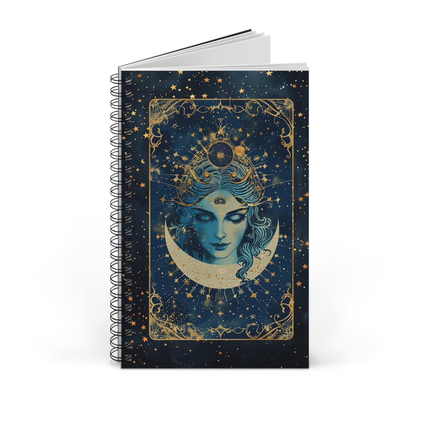 Spiral Notebook - Moon Goddess | Blank, Dot Grid, Lined, Task
