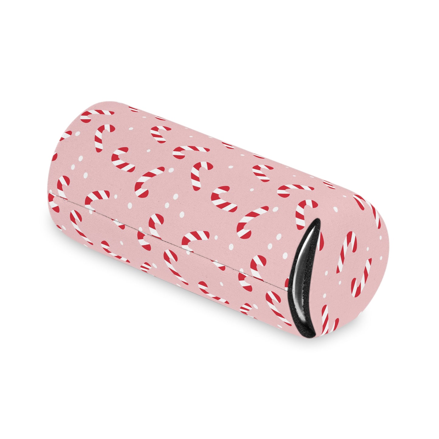 Can Cooler, Standard or Slim Size - Peppermint Pink Candy Canes