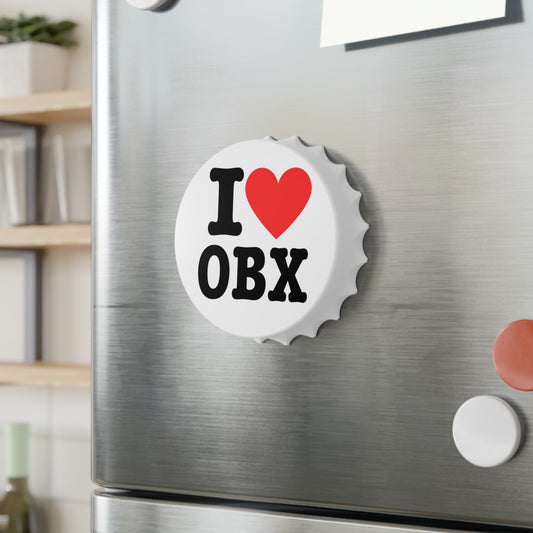 I Love OBX Bottle Opener Magnet