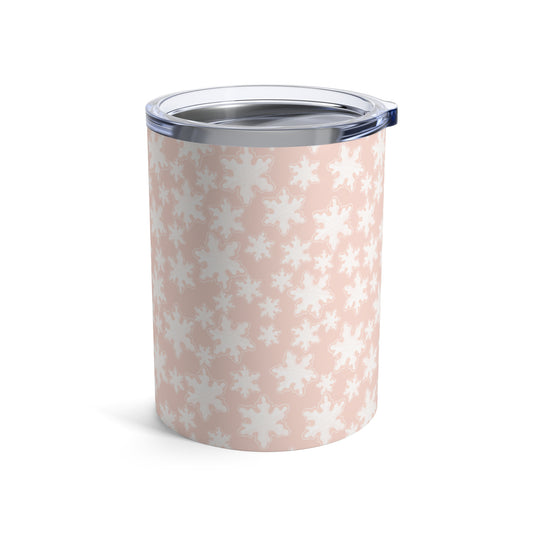 Rocks Tumbler, 10 oz - Pastel Pink Snowflakes