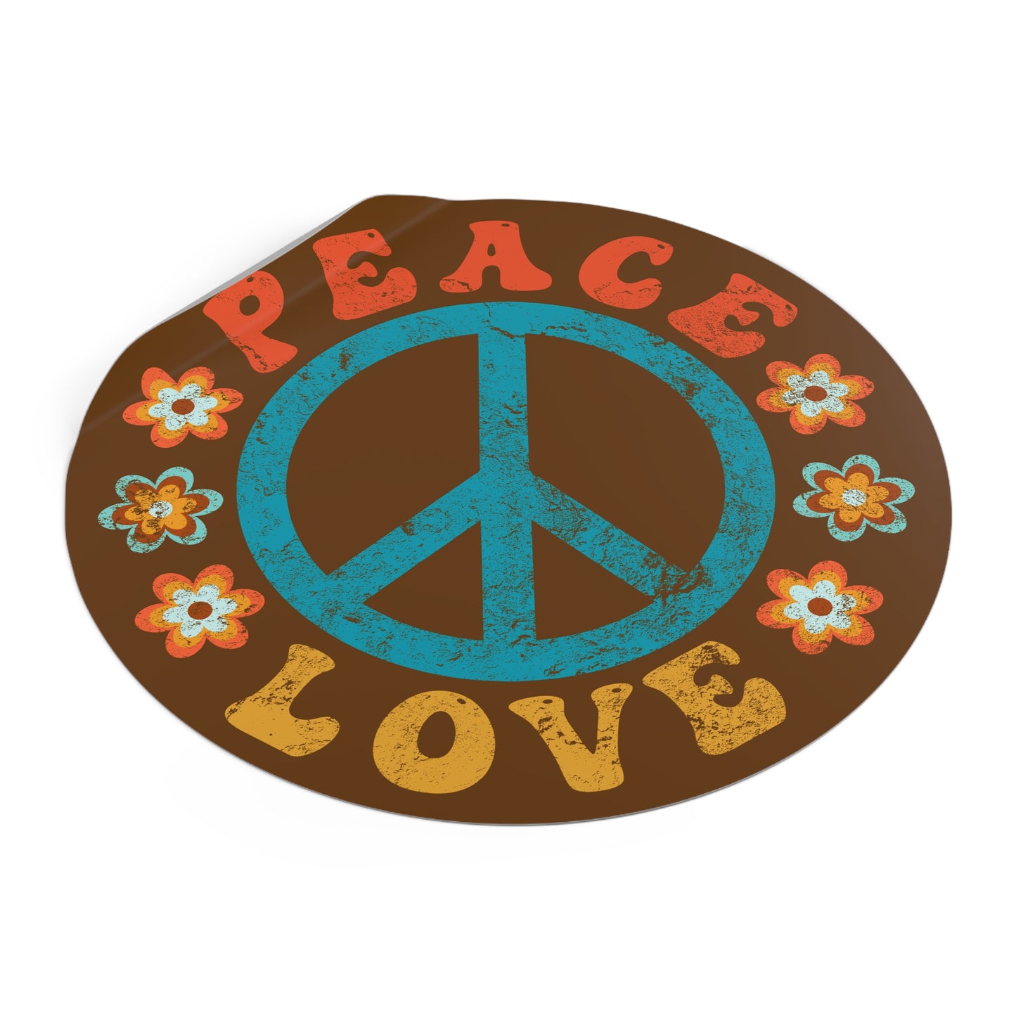 Peace & Love Round Vinyl Sticker