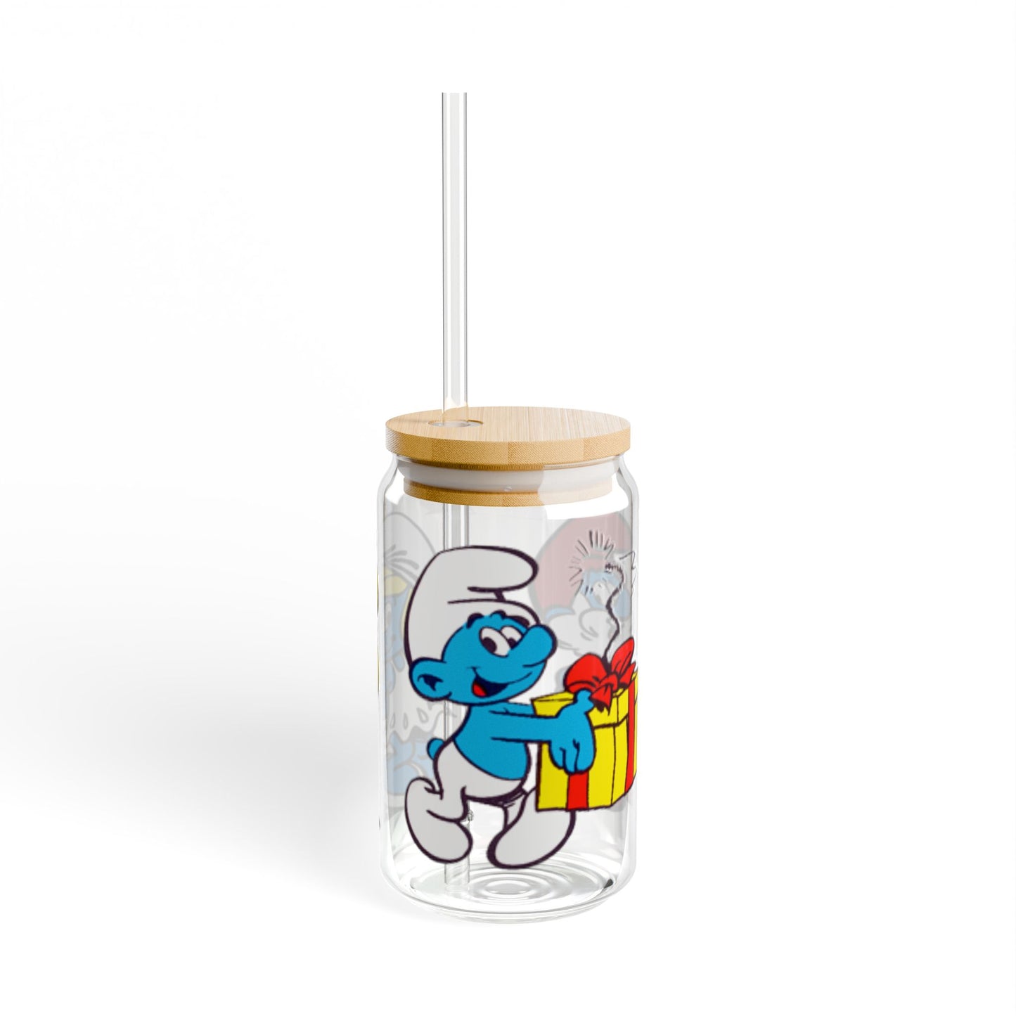 Smurfs Themed Sipper Glass, 16oz | Papa Smurf, Smurfette, Jokey Smurf