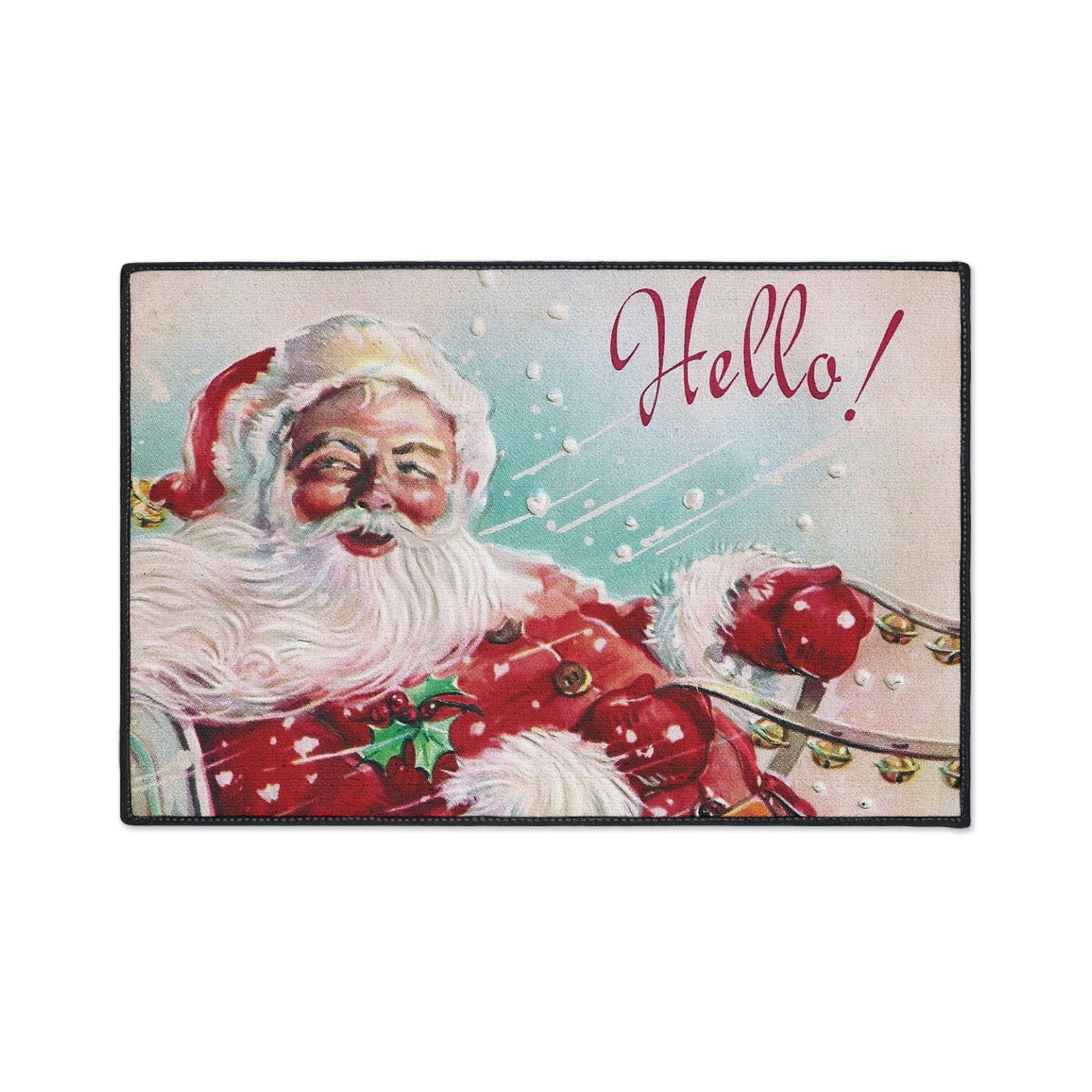 Vintage Santa Claus Sleigh Christmas Floor Mat