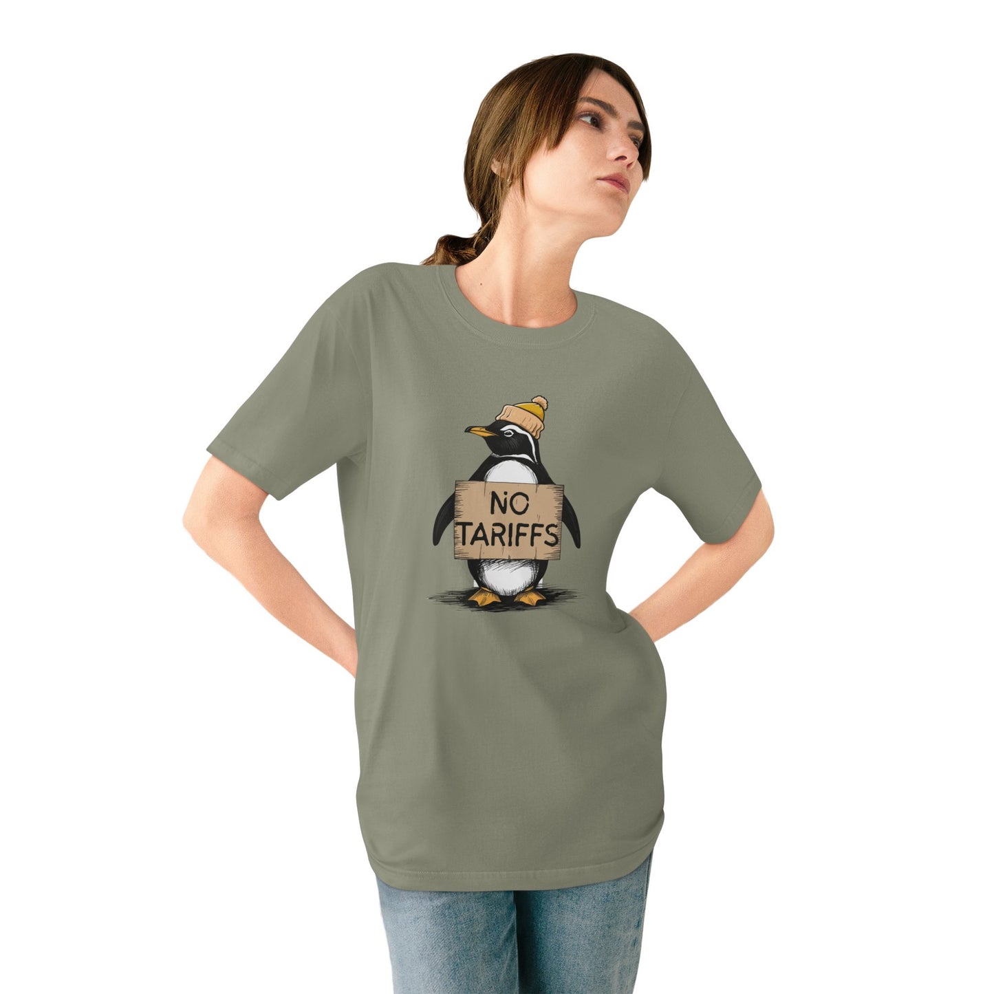 Organic Unisex Tee - ‘NO TARIFFS’ Penguin