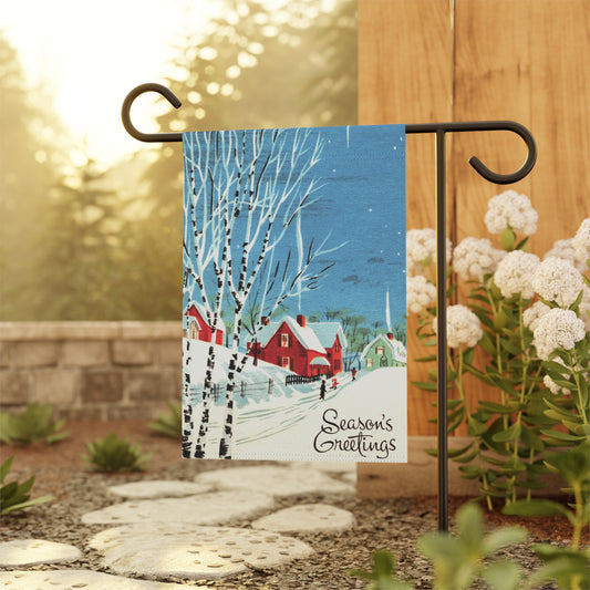 Vintage Winter “Season’s Greetings” Christmas Garden Flag or House Banner