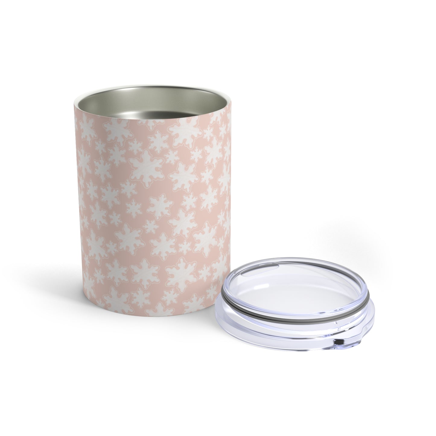 Rocks Tumbler, 10 oz - Pastel Pink Snowflakes