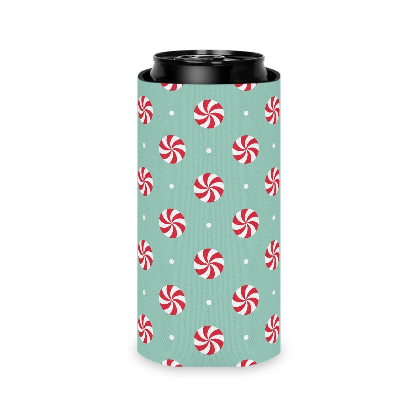 Can Cooler, Standard or Slim Size - Peppermint Swirl Candies