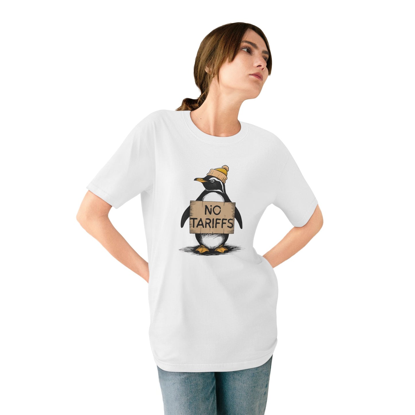 Organic Unisex Tee - ‘NO TARIFFS’ Penguin