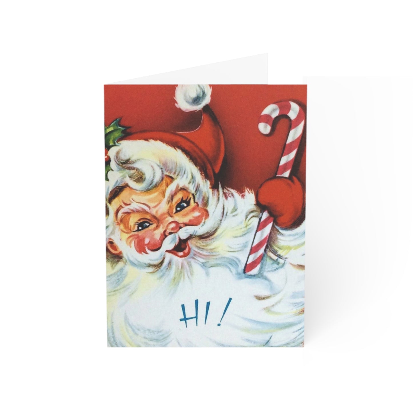 Retro Candy Cane Santa Christmas Greeting Card