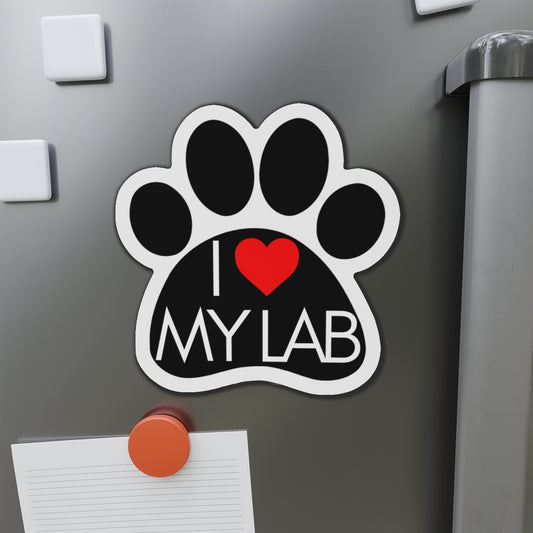 Lab Love Die-Cut Magnet in Paw Print Design