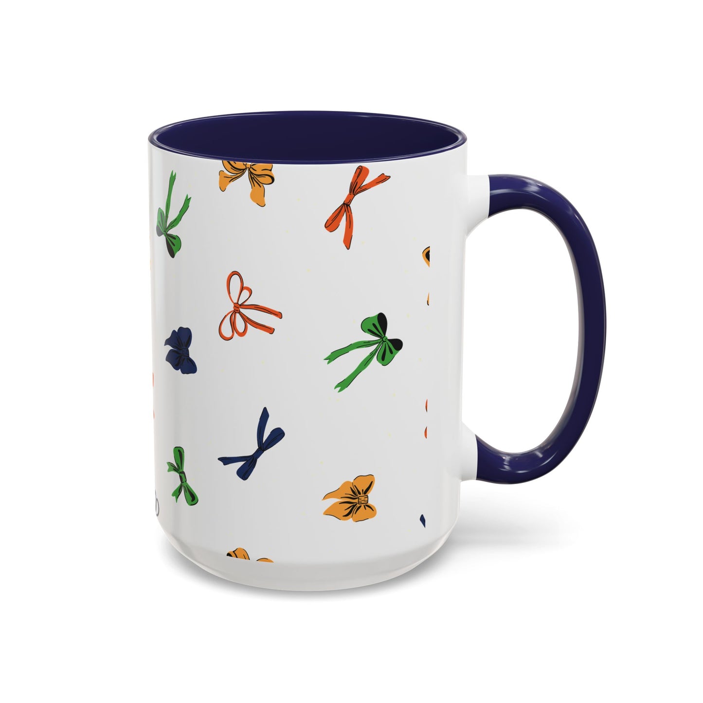 Coquette Ribbon Bows #4 | 15 oz. Mug, Navy Blue Interior