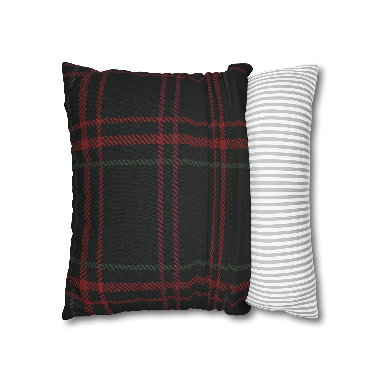 Festive Nutcrackers on Christmas Plaid Square Pillow Case