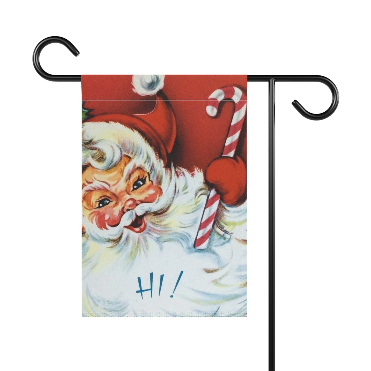 Retro Candy Cane Santa Christmas Garden Flag or House Banner