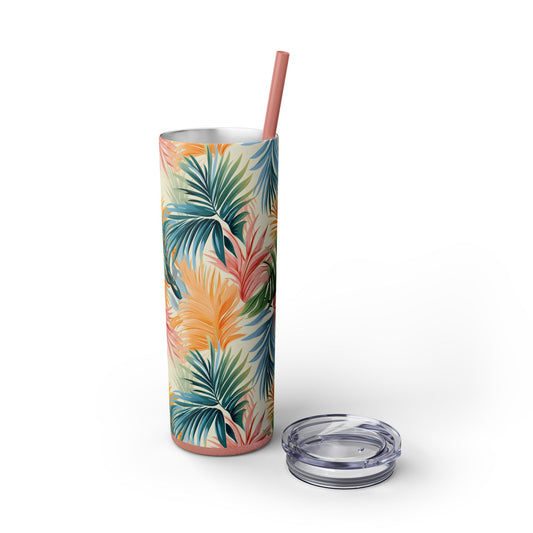 Tropical Floral Skinny Tumbler with Straw - 20oz Travel Drinkware