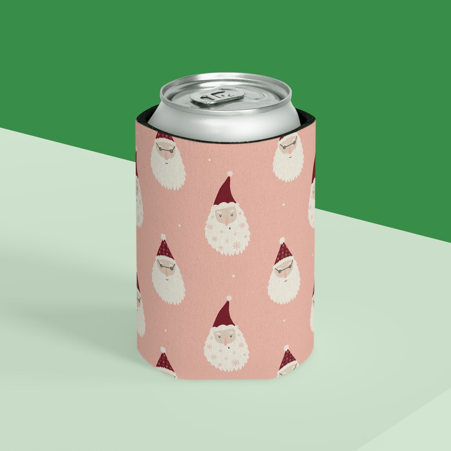 Can Cooler, Standard or Slim Size - Pink Santa