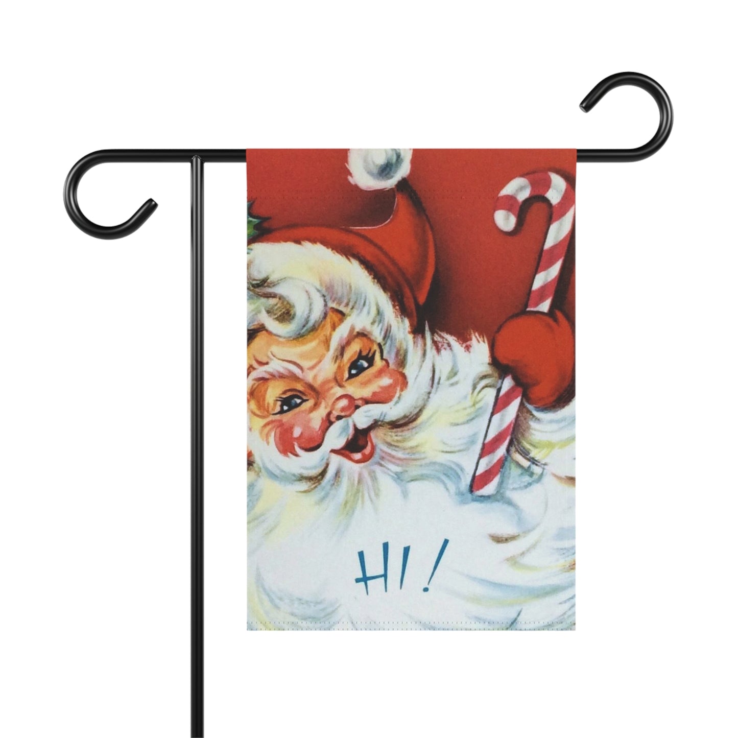 Retro Candy Cane Santa Christmas Garden Flag or House Banner