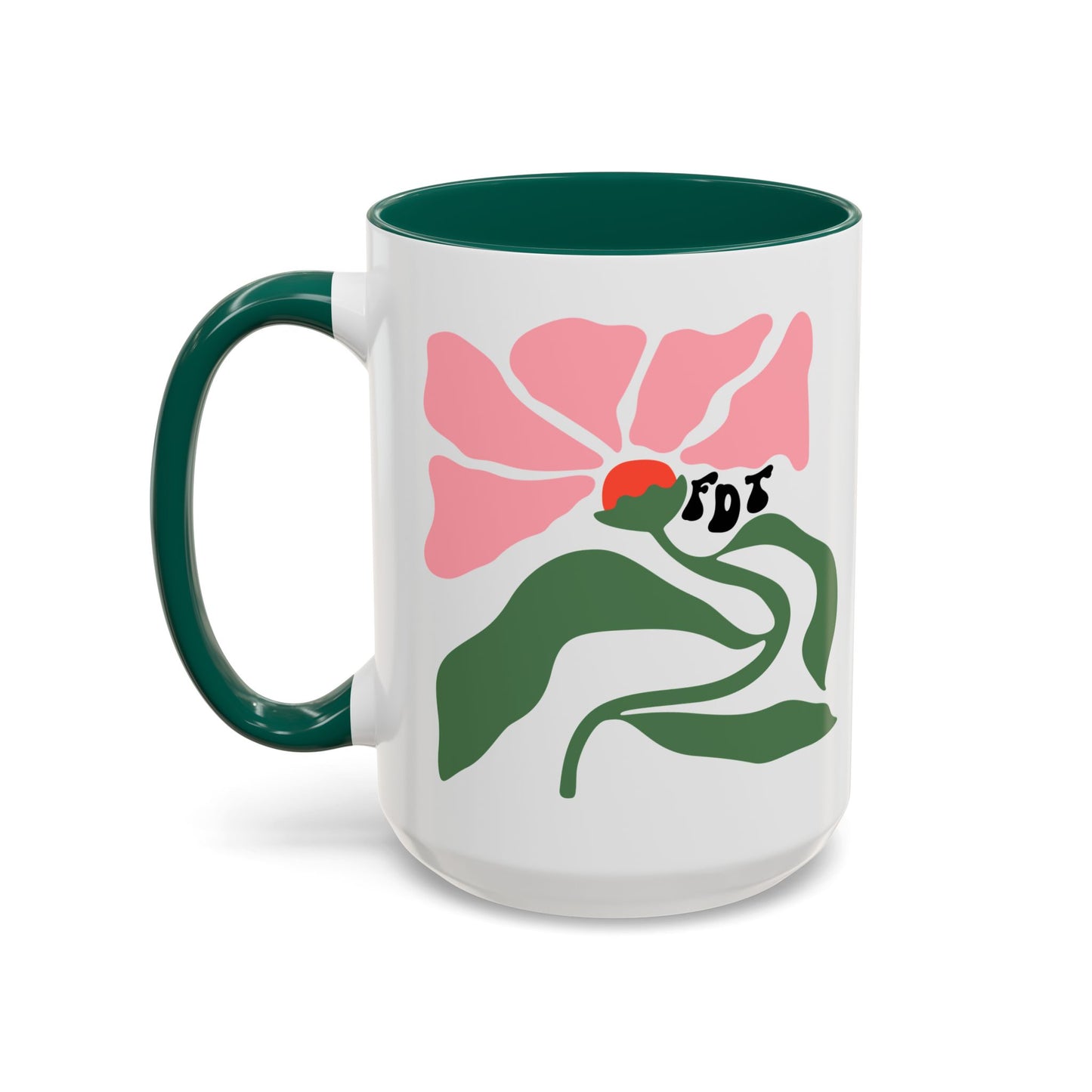 'FDT' Pink Floral Ceramic Mug